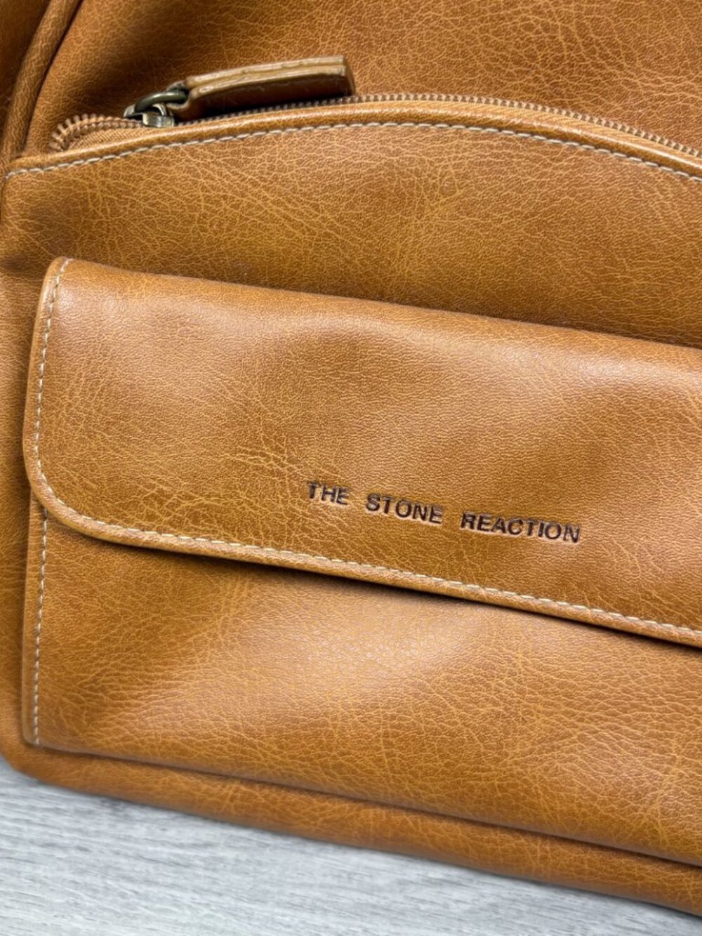 The Stone Reaction Womens Faux Leather Mini Backpack Tan Bag - Picture 2 of 7